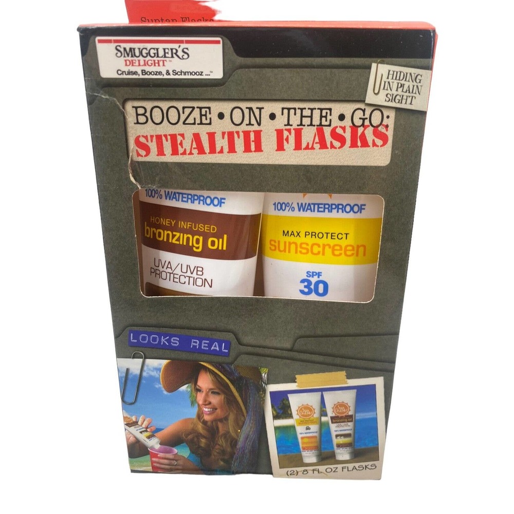 Fun Flasks BOOZ Smuggler Sunscreen Bottle Hidden Flasks Smugglers Delight GAG